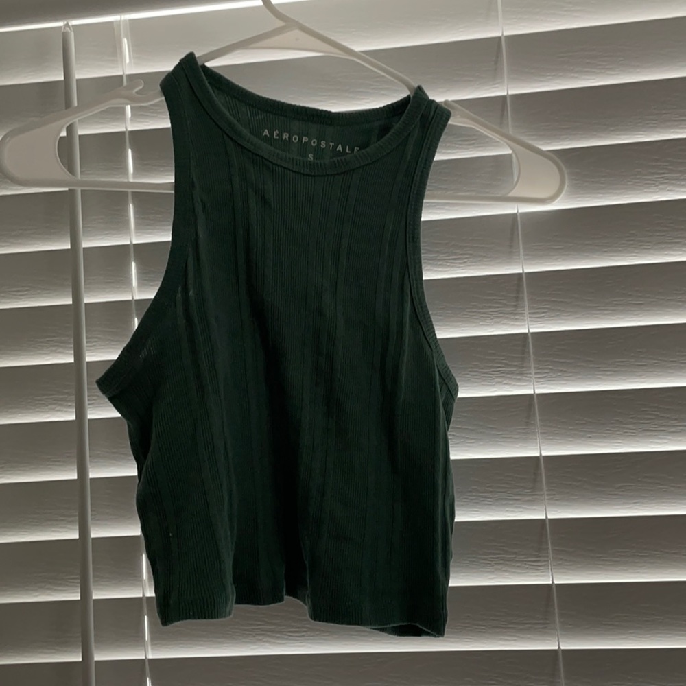 Green High Neck Cropped Top